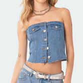 Sleeveless Denim Corset Top
